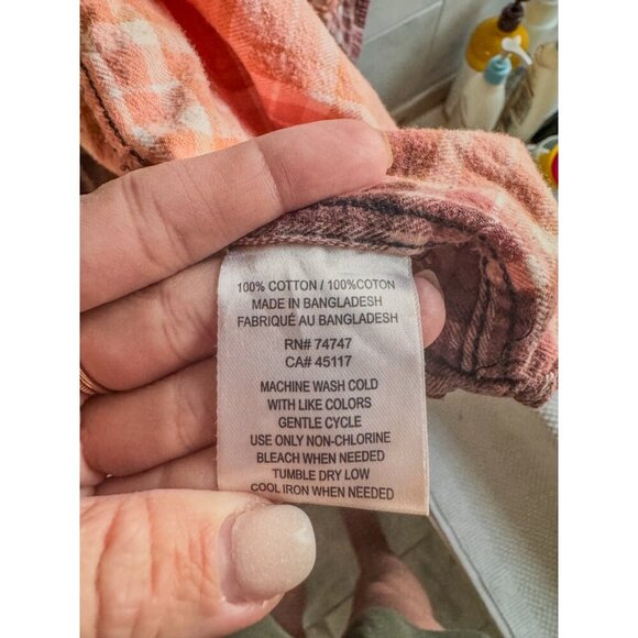 The Sweaty Blonde 100% Cotton Pink Purple Plaid Acid Washed Flannel OS - Picture 2 of 6